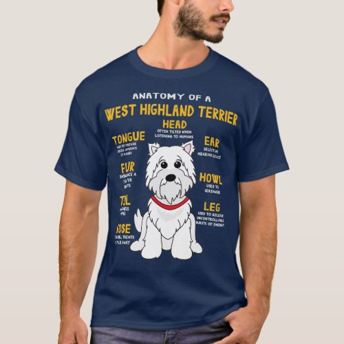 Westie Highland Terrier Anatomy Funny Dog Mom T_Shirt