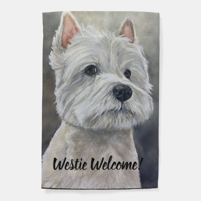 Westie Highland Welcome Canine Dog Art Garden Flag (Front)