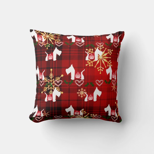 Westie Holiday Throw Pillow (Front)