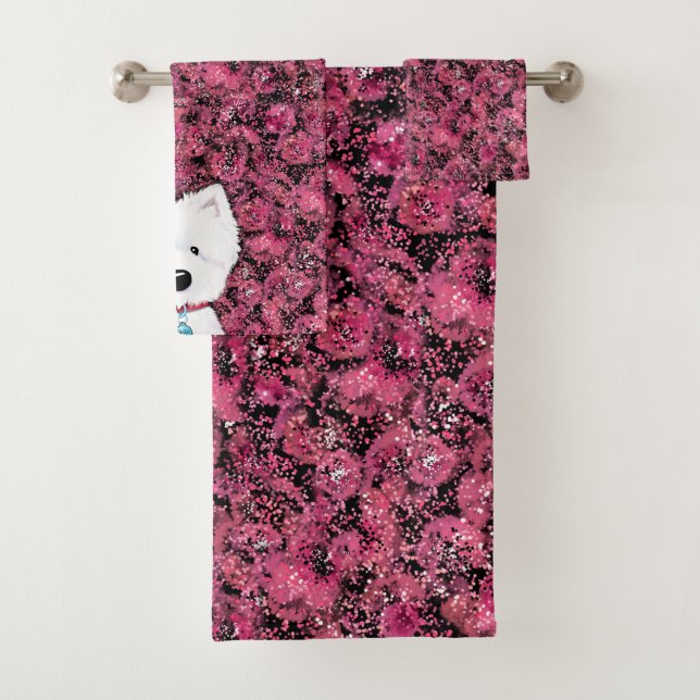 Westie Impressions Floral Bath Towel Set (Insitu)