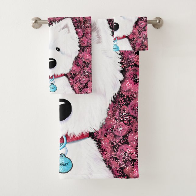 Westie Impressions Floral Bath Towel Set (Insitu)