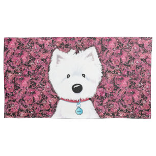 Westie Impressions Floral Pillow Case