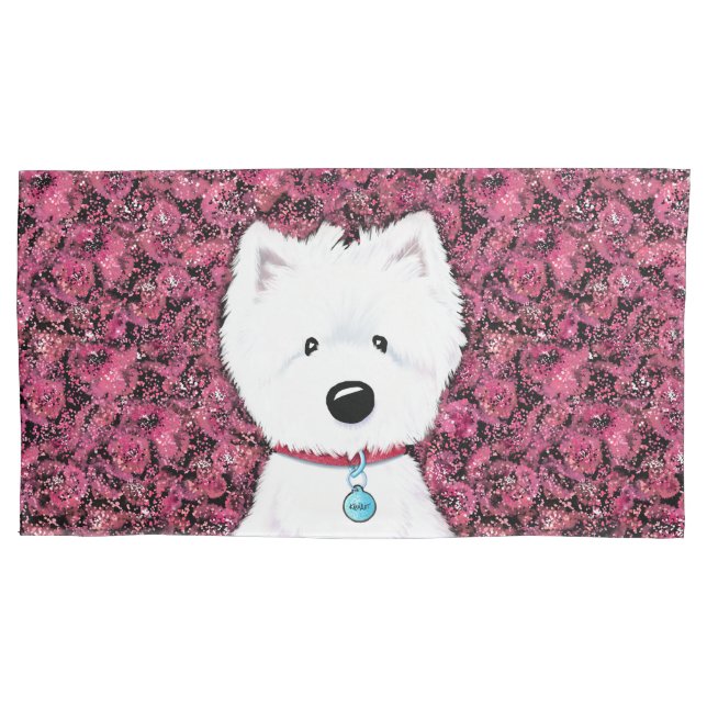 Westie Impressions Floral Pillow Case (Front)