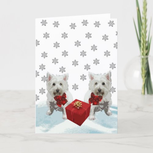 Westie In Snow Christmas White Dogs Holiday Card