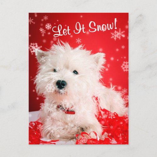 Westie Let It Snow Greeting 2 Holiday Postcard