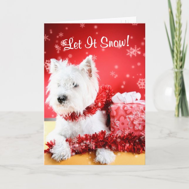Westie Let It Snow Greeting #3 - Customizable Holiday Card (Front)