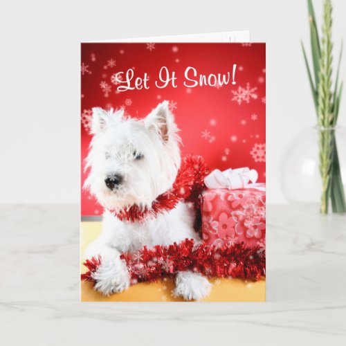 Westie Let It Snow Greeting 3 _ Customizable Holiday Card