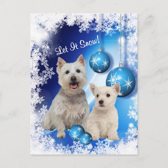 Westie Let It Snow Holiday Greeting Postcard (Front)