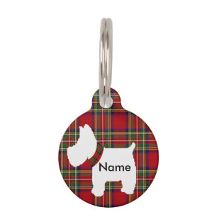 Westie Light Red Tan Tartan Pet Name Tag
