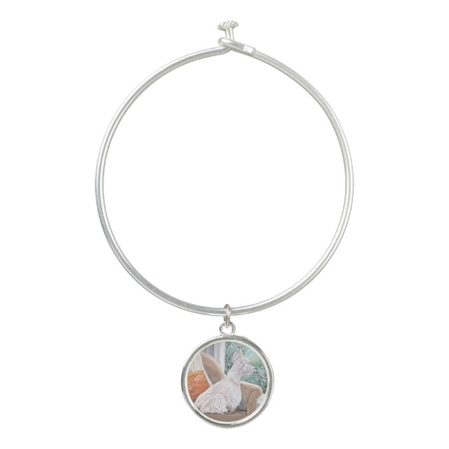 Westie Looking Out a Window Bangle Bracelet (Front)