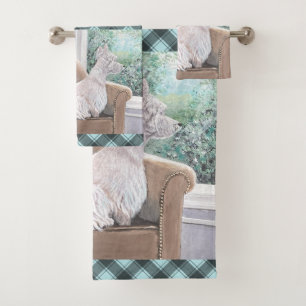 Westie Looking Out a Window Bath Towel Set