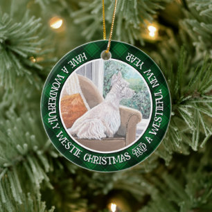 Westie Looking Out a Window Ceramic Ornament