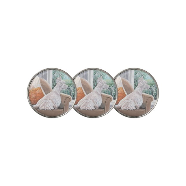 Westie Looking Out a Window Golf Ball Marker (3 Up)