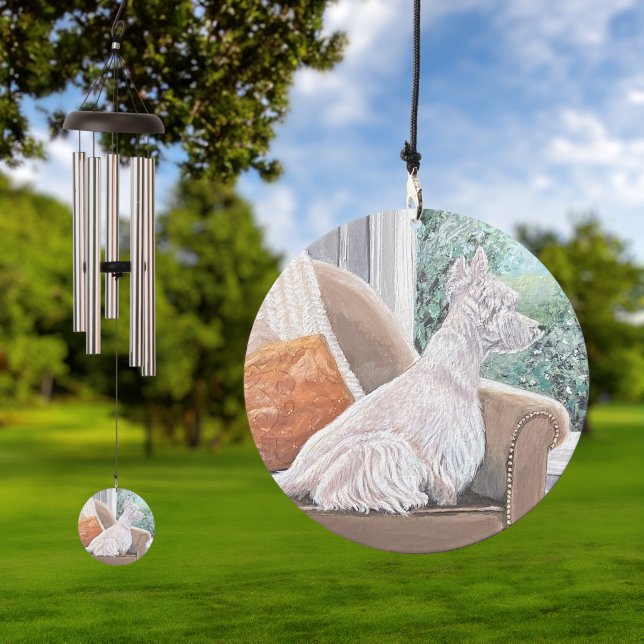 Westie Looking Out a Window Wind Chime (Outdoor)