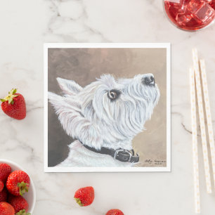 Westie Looking Up Profile B Napkins