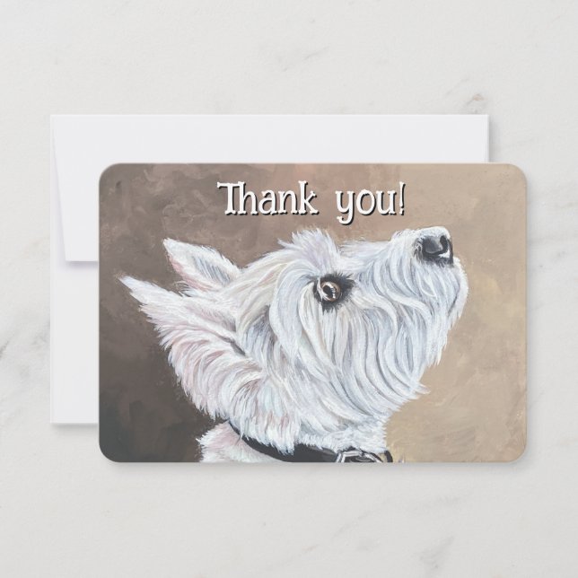 Westie Looking Up Profile B Thank You Card (Front)