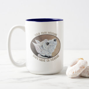 Westie Looking Up Profile B Two-Tone Coffee Mug