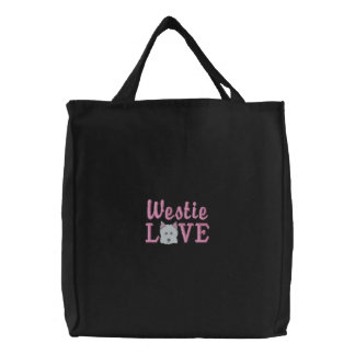 Westie Love Embroidered Tote Bag