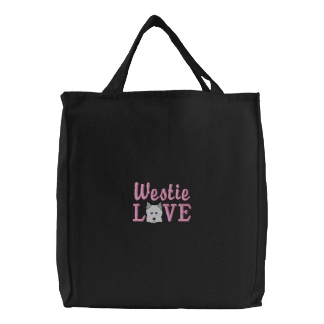 Westie Love Embroidered Tote Bag (Front)