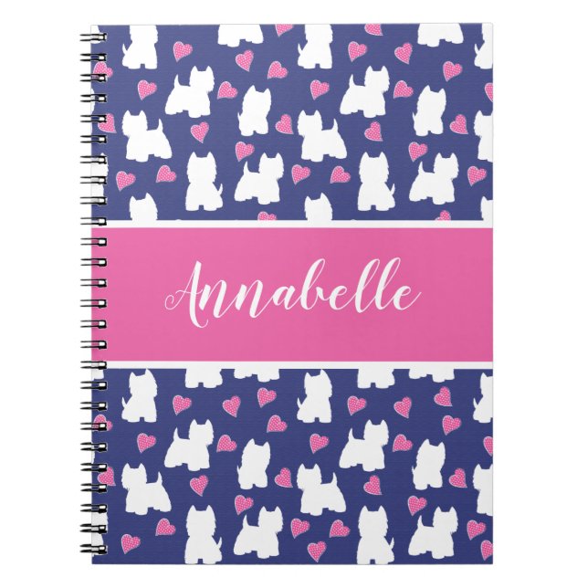 Westie love hearts spiral notebook (Front)
