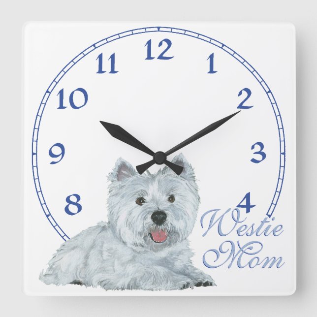 Westie Mom Square Wall Clock (Front)