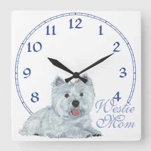 Westie Mom Square Wall Clock