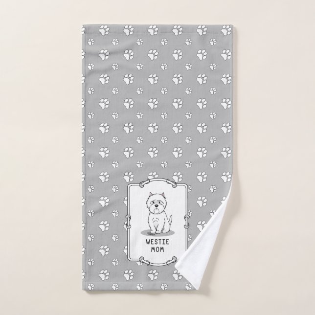 Westie Mom - West Highland White Terrier Mom Bath Towel Set (Hand Towel)
