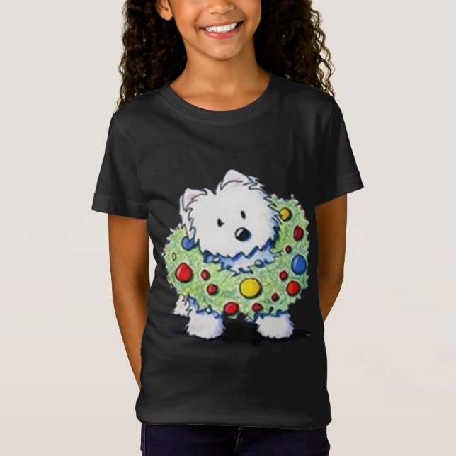 Westie Mom West Highland White Terrier Xmas Light  T-Shirt (Front)