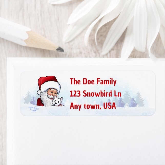 Westie n’ Santa Christmas Address Labels (Insitu)