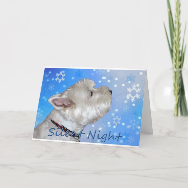 WESTIE ON A SILENT NIGHT HOLIDAY CARD (Front)