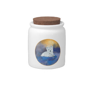 Westie on Cushion Candy Jar
