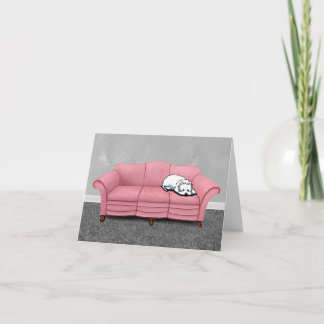 Westie On Pink Sofa Note Card