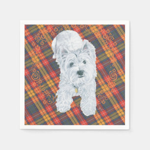 Westie on Tartan Napkins