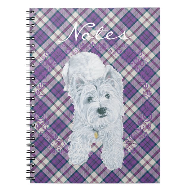 Westie on Tartan Notebook (Front)