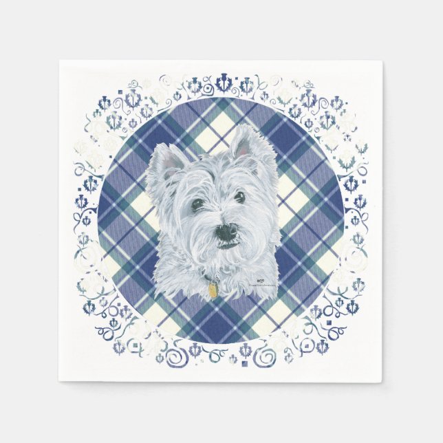 Westie on Tartan Paper Napkins (Front)