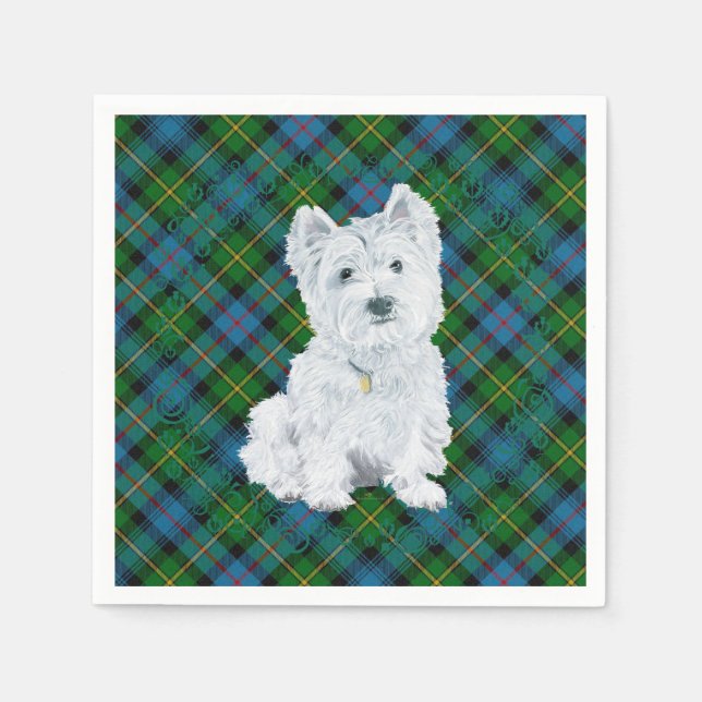 Westie on Tartan Paper Napkins (Front)