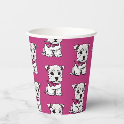 Westie Party Pink Paper Cups