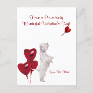 Westie Pawsitively Wonderful Valentine Wishes #2 Holiday Postcard