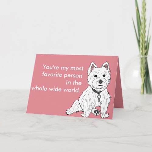 Westie Pink Wuv You Valentine Card