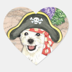 Westie Pirate Heart Sticker
