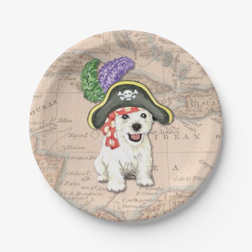 Westie Pirate Paper Plates