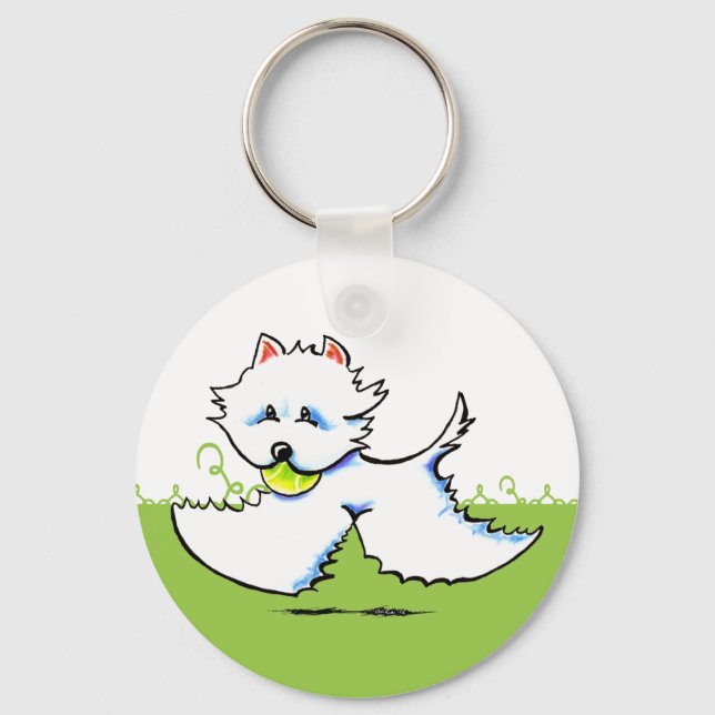 Westie Playtime Off-Leash Art™ Keychain (Front)