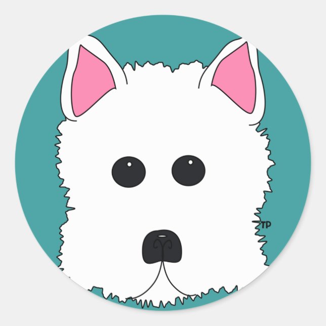 Westie Portrait Classic Round Sticker (Front)