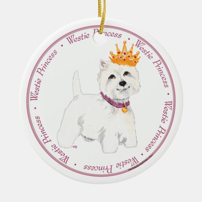 Westie Princess Ornament (Front)