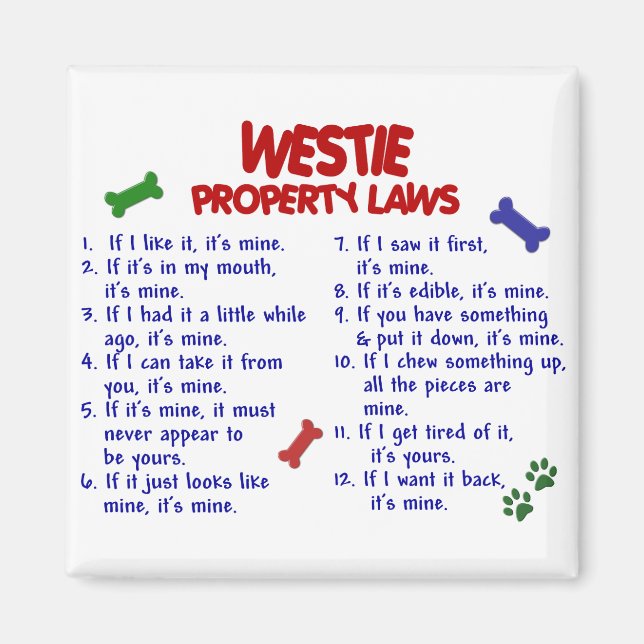 WESTIE Property Laws 2 Magnet (Front)