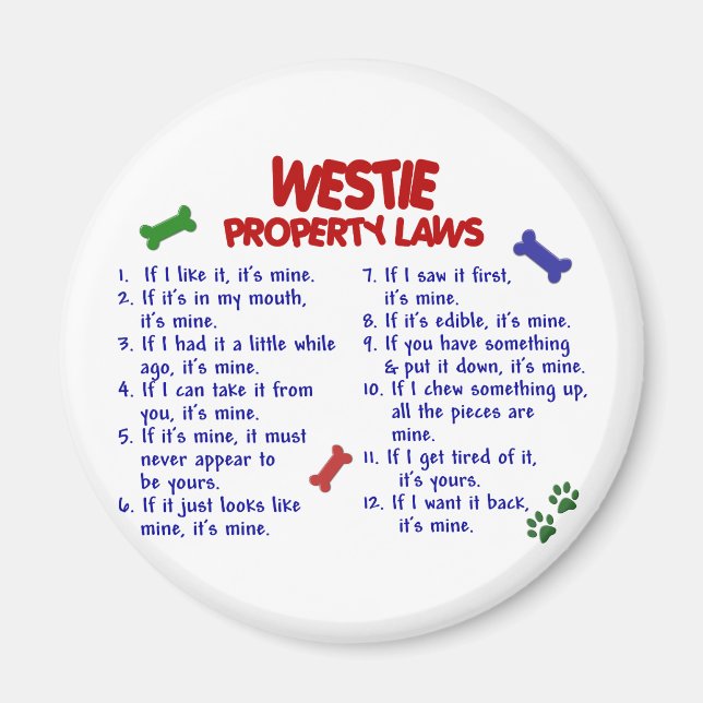 WESTIE Property Laws 2 Magnet (Front)