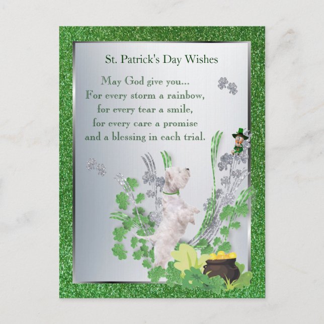 Westie Puppy 2 St Pattys Day Spiritual Message Postcard (Front)
