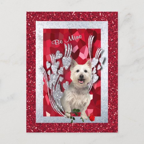 Westie Puppy Be Mine Valentine Version 3 Holiday Postcard