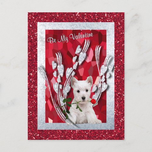 Westie Puppy Be My Valentine Postcard