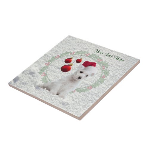 Westie Puppy Christmas Ceramic Tile Customize It